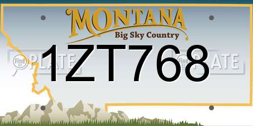 1ZT768 Montana License Plate
