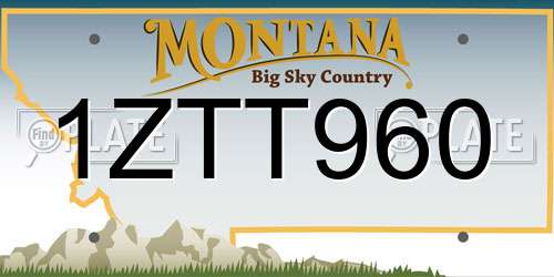 1ZTT960 Montana License Plate