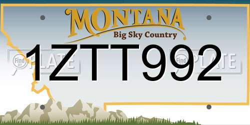 1ZTT992 Montana License Plate
