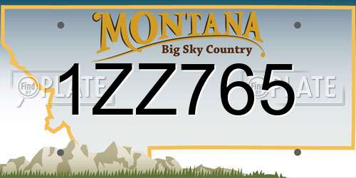 1ZZ765 Montana License Plate