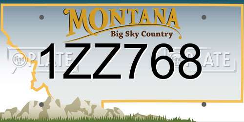 1ZZ768 Montana License Plate