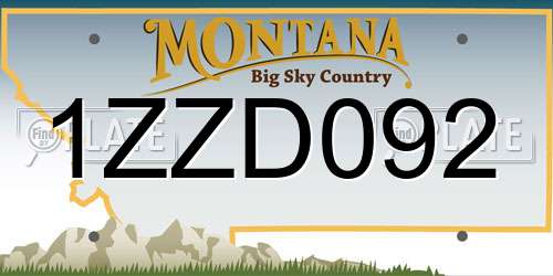 1ZZD092 Montana License Plate