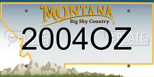 2004OZ Montana License Plate
