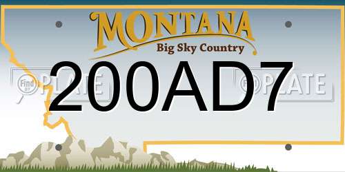 200AD7 Montana License Plate