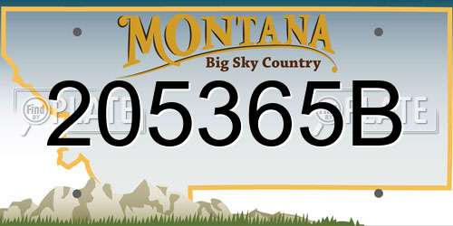 205365B Montana License Plate