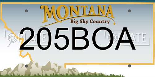 205BOA Montana License Plate