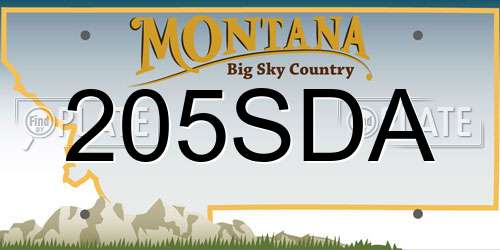 205SDA Montana License Plate