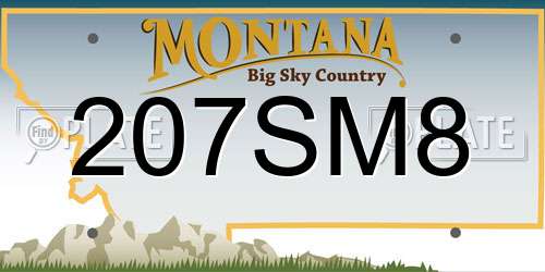207SM8 Montana License Plate