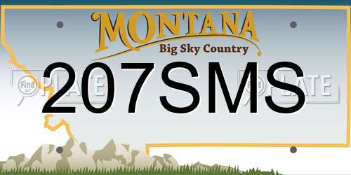 207SMS Montana License Plate