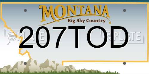 207TOD Montana License Plate