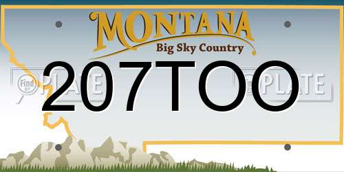 207TOO Montana License Plate