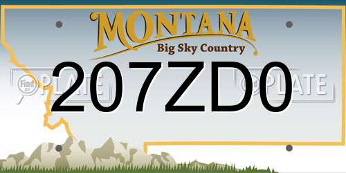 207ZD0 Montana License Plate