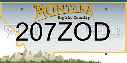 207ZOD Montana License Plate