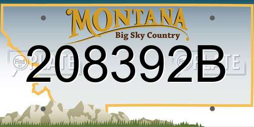 208392B Montana License Plate