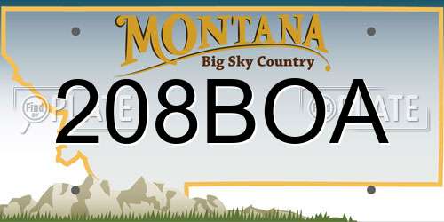 208BOA Montana License Plate