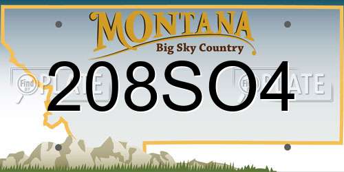 208SO4 Montana License Plate