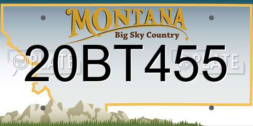 20BT455 Montana License Plate