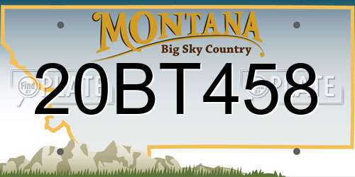 20BT458 Montana License Plate