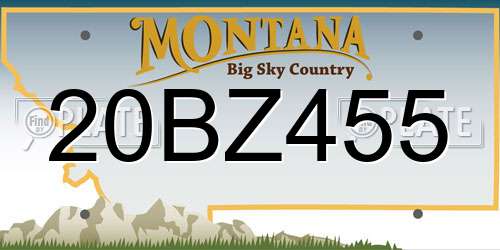 20BZ455 Montana License Plate