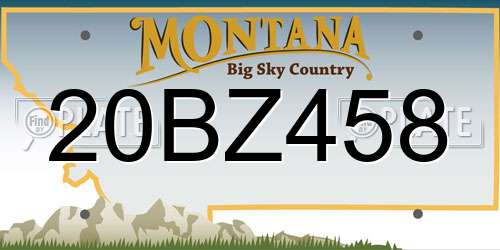 20BZ458 Montana License Plate