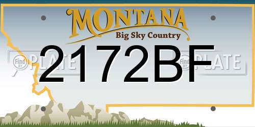 2172BF Montana License Plate