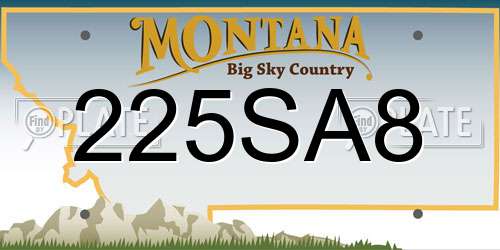 225SA8 Montana License Plate