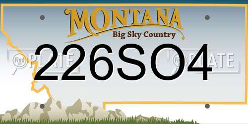 226SO4 Montana License Plate