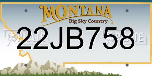22JB758 Montana License Plate