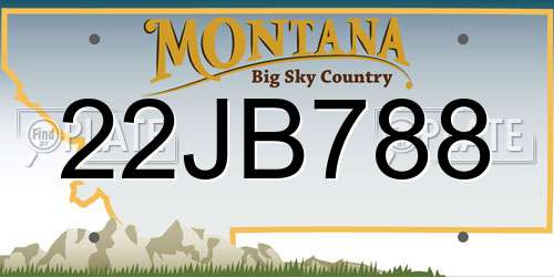 22JB788 Montana License Plate