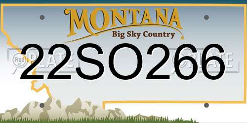22SO266 Montana License Plate