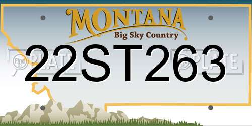 22ST263 Montana License Plate