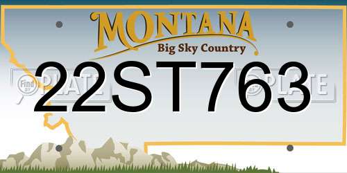 22ST763 Montana License Plate