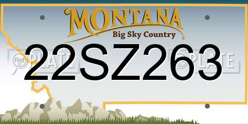 22SZ263 Montana License Plate