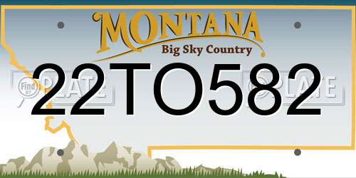 22TO582 Montana License Plate