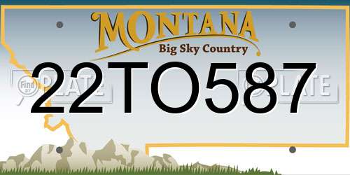 22TO587 Montana License Plate
