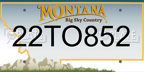 22TO852 Montana License Plate