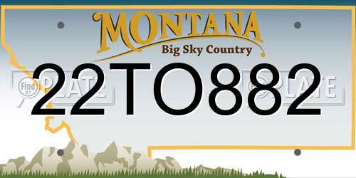 22TO882 Montana License Plate