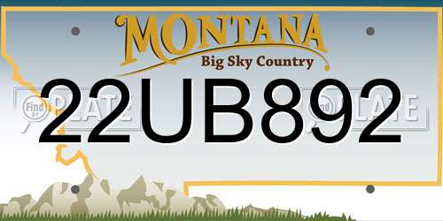 22UB892 Montana License Plate