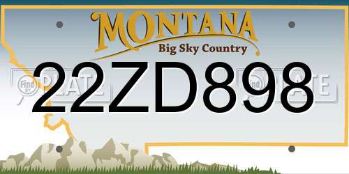 22ZD898 Montana License Plate