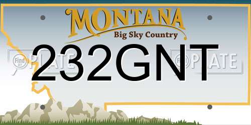 232GNT Montana License Plate