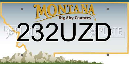 232UZD Montana License Plate