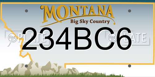 234BC6 Montana License Plate