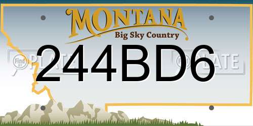244BD6 Montana License Plate