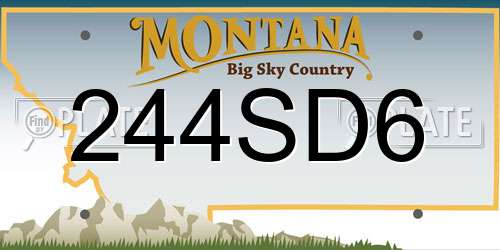 244SD6 Montana License Plate