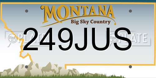 249JUS Montana License Plate