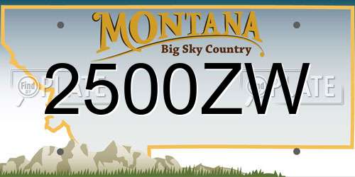 2500ZW Montana License Plate