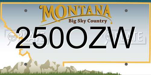 250OZW Montana License Plate