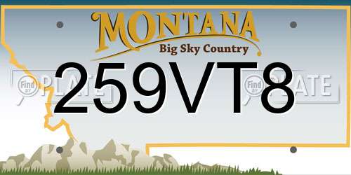 259VT8 Montana License Plate