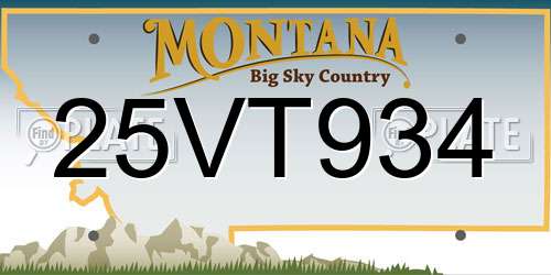 25VT934 Montana License Plate