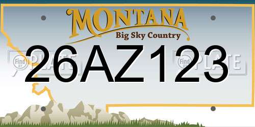 26AZ123 Montana License Plate